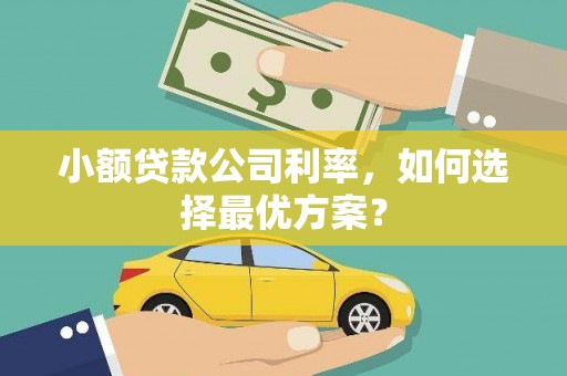 禹州小额贷款公司利率，如何选择最优方案？
