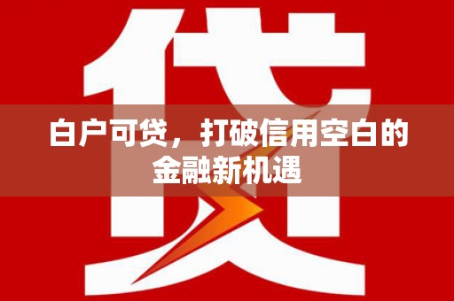 禹州白户可贷，打破信用空白的金融新机遇