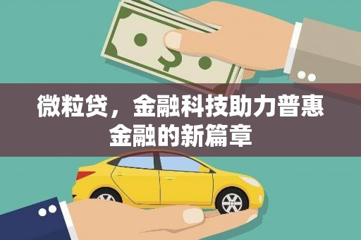 禹州微粒贷，金融科技助力普惠金融的新篇章