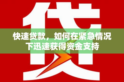 禹州快速贷款，如何在紧急情况下迅速获得资金支持